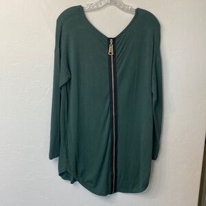 Soft Surroundings green sweater with gold back zipper size small
